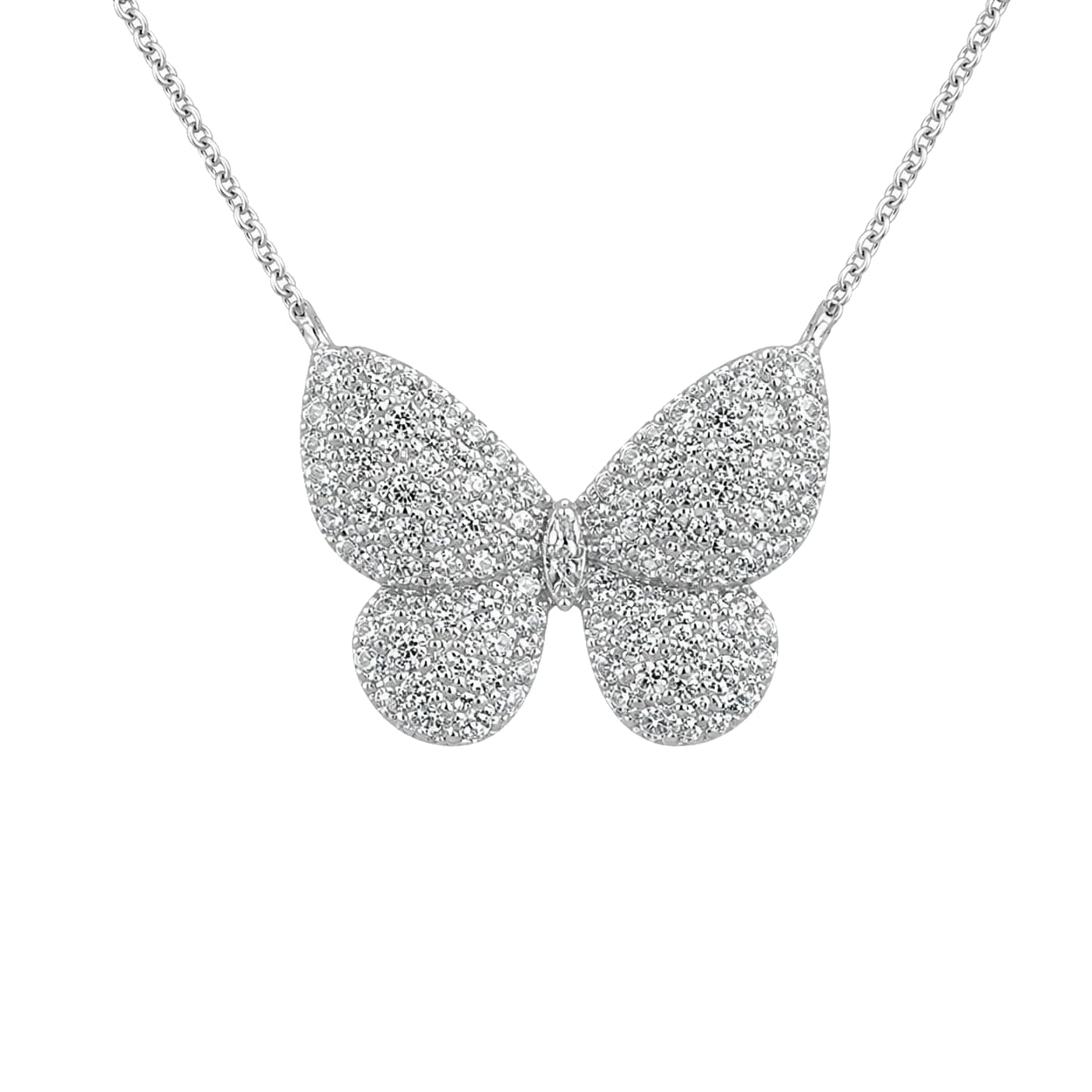 Warm Fortune Sparkling Butterfly Pendant Necklace for Women: 18K Gold Plated, Adjustable Chain (20"+2") with Sparkling CZ | Dainty, Chic & Everyday — Your Minimalist Accent