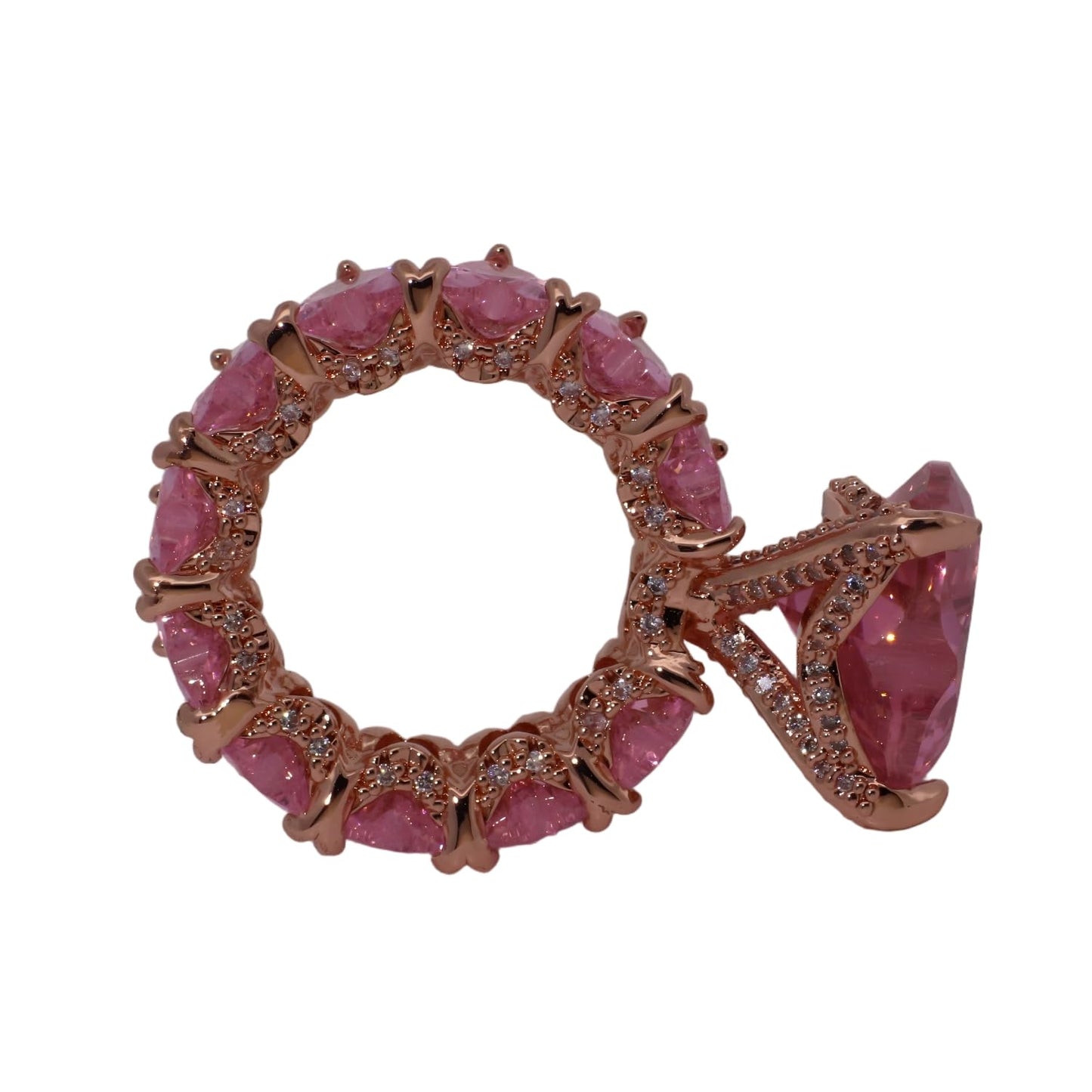 Warm Fortune Gold Plated Cubic Zirconia Band Ring, Hip Hop Street Style For Man or Women Fashion Jewelry