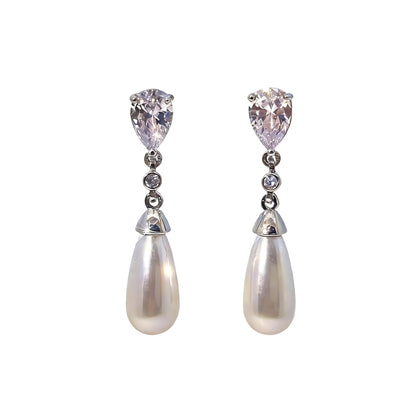 Warm Fortune 18K Gold Plated Teardrop Cubic Zirconia Drop Earrings for Women Hypoallergenic - Valentine's Day, Mother's Day, Birthday Gift for Her