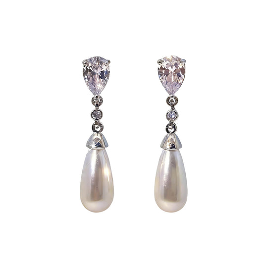 Warm Fortune 18K Gold Plated Teardrop Cubic Zirconia Drop Earrings for Women Hypoallergenic - Valentine's Day, Mother's Day, Birthday Gift for Her