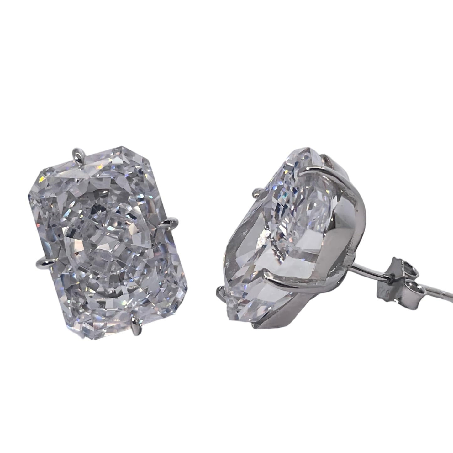 Warm Fortune Cubic Zirconia Stud Earrings for Women, 925 Sterling Silver with 18K White Gold Plated Hypoallergenic