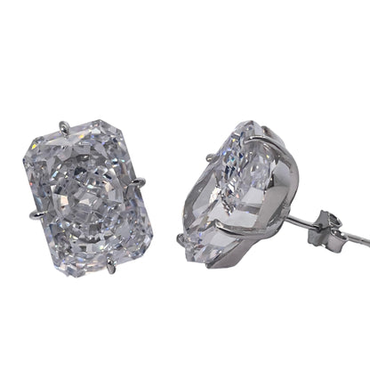 Warm Fortune Cubic Zirconia Stud Earrings for Women, 925 Sterling Silver with 18K White Gold Plated Hypoallergenic