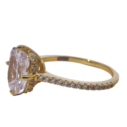 Warm Fortune Cubic Zirconia Engagement Ring for Women, 925 Sterling Silver with 18K Gold Plated Anniversary Ring, Gift for Her Promise Ring