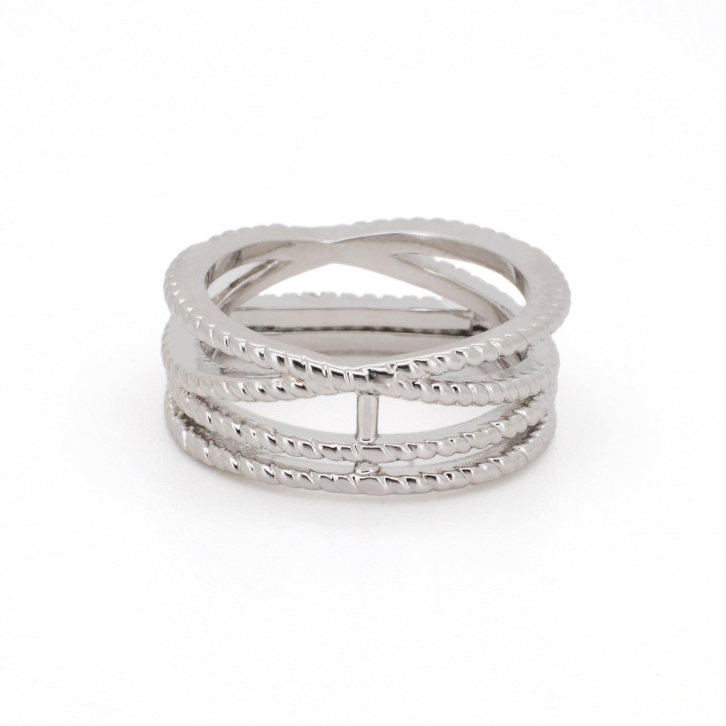 Warm Fortune Crisscross Band Ring - 18K Gold Plated Cubic Zirconia Stackable Gift for Women, Daily Fashion Wear & Casual Accessory, Trendy Street Wear, Size 6-8