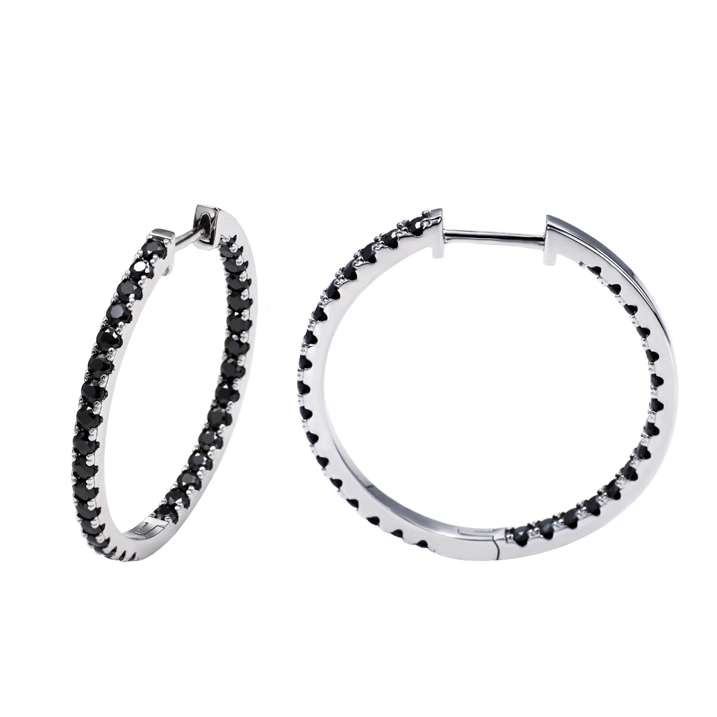 Warm Fortune Moissanite Hoop Earrings for Women, DE VVS Lab Created, Round Loop Design, 925 Sterling Silver with 18K White Gold Plated Hypoallergenic