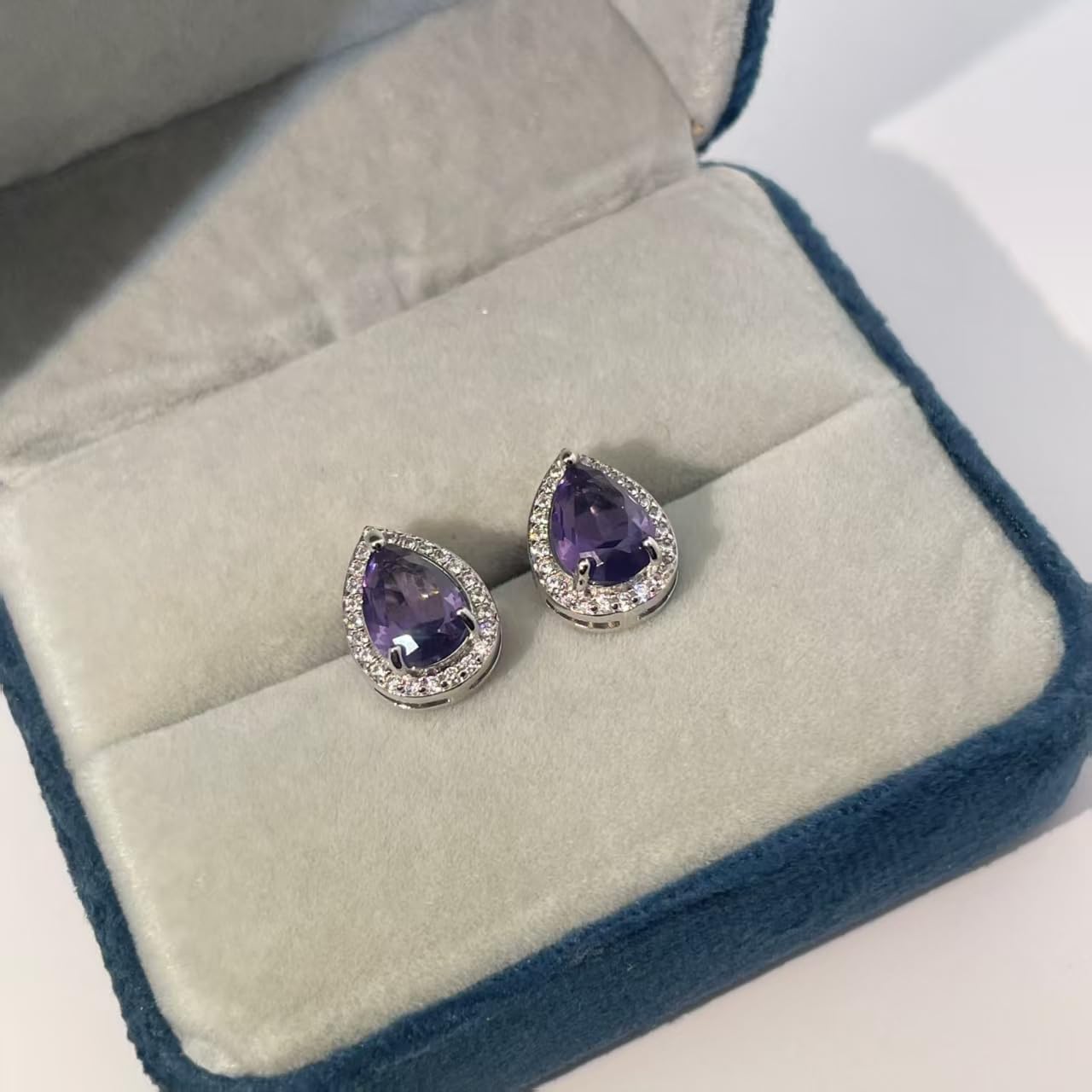 Warm Fortune 18K Gold Plated Teardrop Cubic Zirconia Stud Earrings for Women Hypoallergenic - Valentine's Day, Mother's Day, Birthday Gift for Her