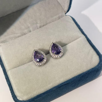 Warm Fortune 18K Gold Plated Teardrop Cubic Zirconia Stud Earrings for Women Hypoallergenic - Valentine's Day, Mother's Day, Birthday Gift for Her