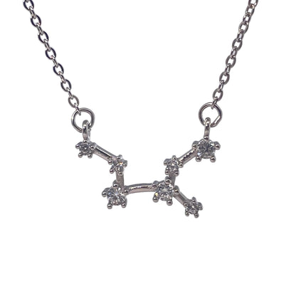 Warm Fortune Zodiac Pendant Necklace for Women,Cubic Zirconia,18K Gold Plated Sterling Silver, 18 inch + 2inch Chain