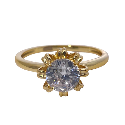 Warm Fortune Cubic Zirconia Engagement Ring for Women, 925 Sterling Silver with 18K Gold Plated Anniversary Ring, Gift for Her Promise Ring