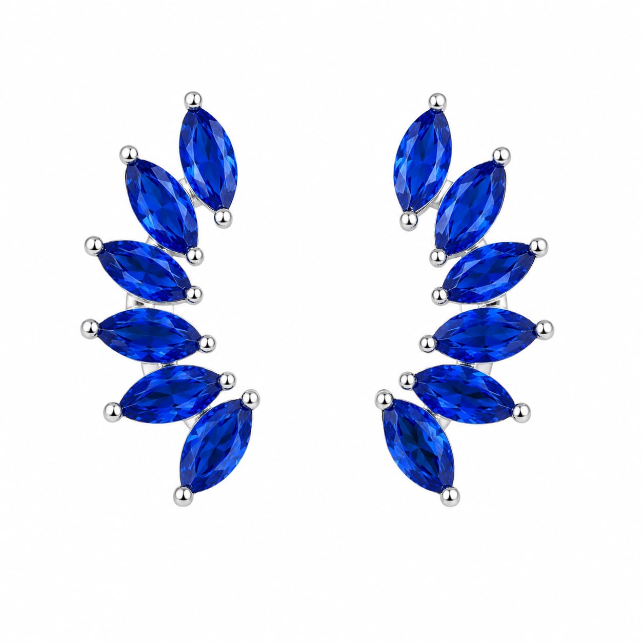 Warm Fortune 18K Gold Plated Marquise Cubic Zirconia Curved Wing Stud Earrings for Adult Women Hypoallergenic - Valentine's Day, Mother's Day, Birthday Gift for Her
