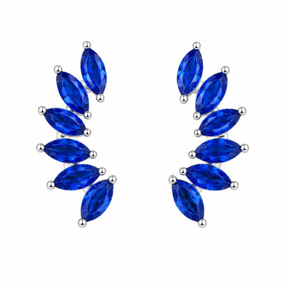 Warm Fortune 18K Gold Plated Marquise Cubic Zirconia Curved Wing Stud Earrings for Adult Women Hypoallergenic - Valentine's Day, Mother's Day, Birthday Gift for Her