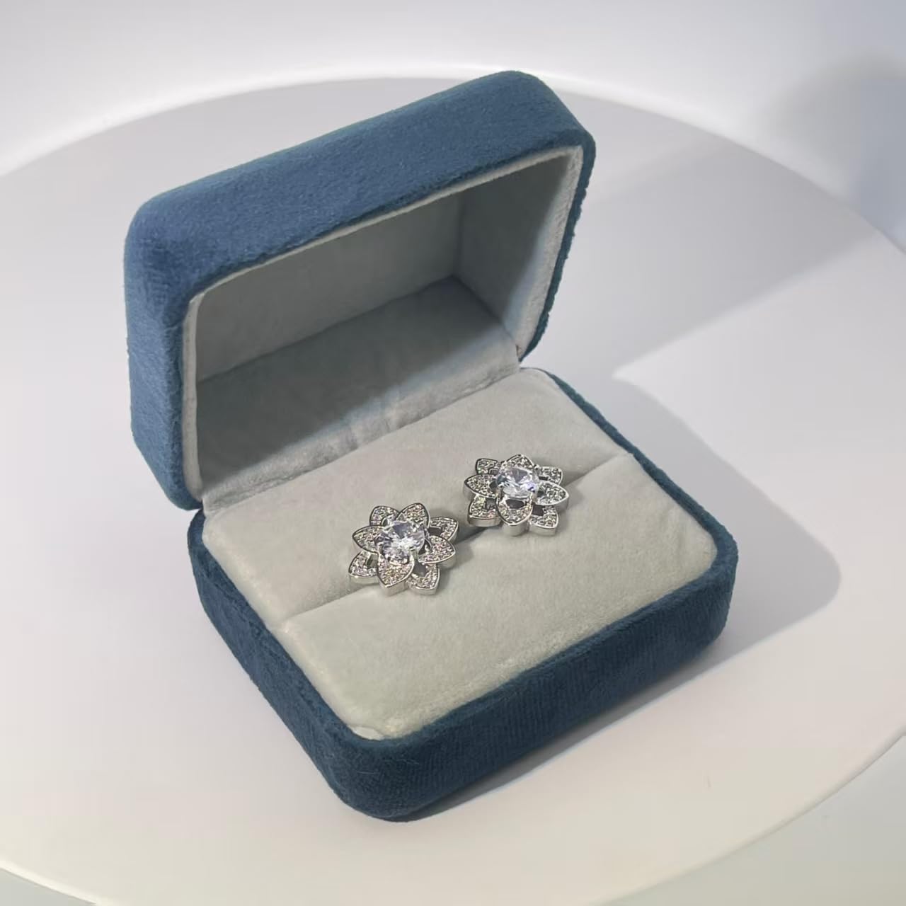 Warm Fortune 18K Gold Plated Flower Cubic Zirconia Stud Earrings for Women Hypoallergenic - Valentine's Day, Mother's Day, Birthday Gift for Her