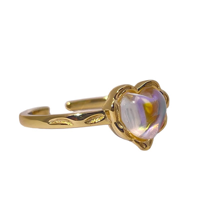 Warm Fortune Cubic Zirconia Engagement Ring for Women, 925 Sterling Silver with 18K Gold Plated Anniversary Ring, Gift for Her Promise Ring,Adjustable