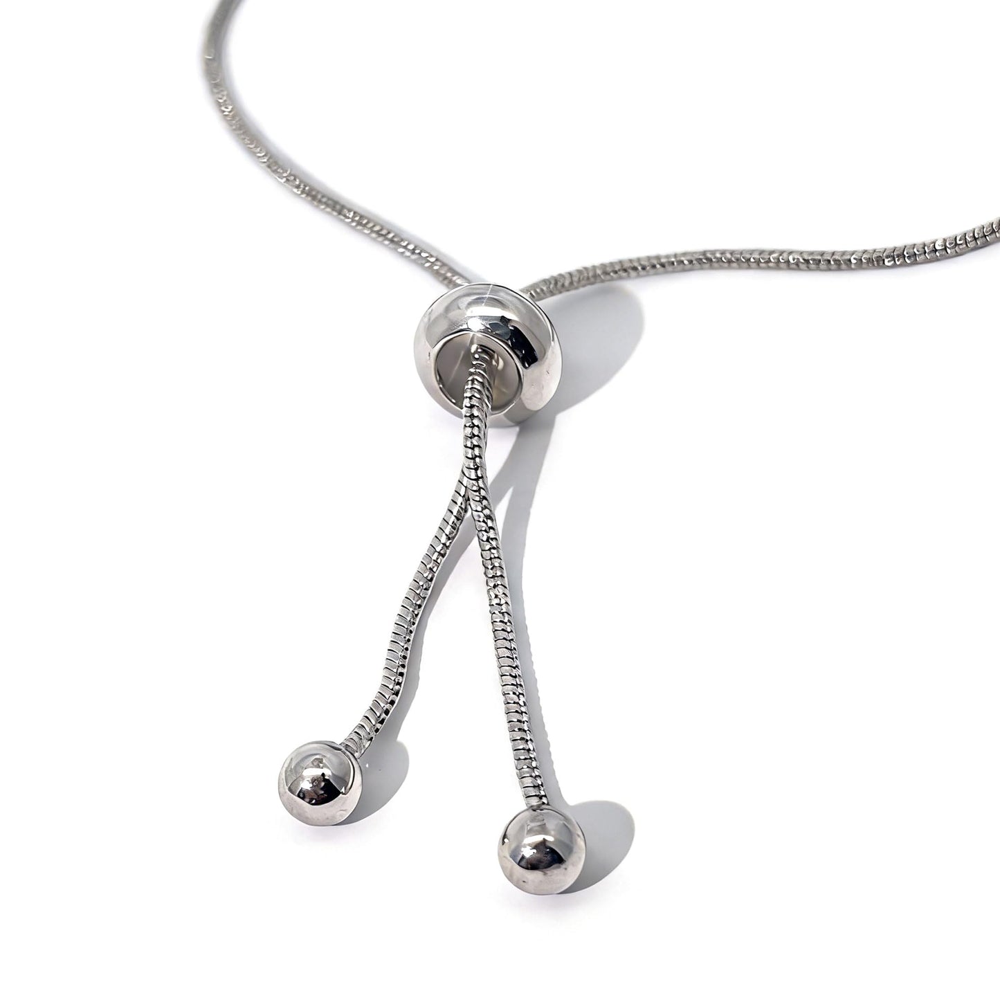 Warm Fortune Adjustable Bolo Bracelet for Women, White Gold Plated, 9 Inch, Sliding Snake Chain Design