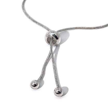 Warm Fortune Adjustable Bolo Bracelet for Women, White Gold Plated, 9 Inch, Sliding Snake Chain Design