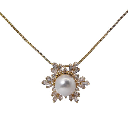 Warm Fortune Cubic Zirconia Pendant Necklace for Women,18K Gold Plated,18 inch + 2inch Chain