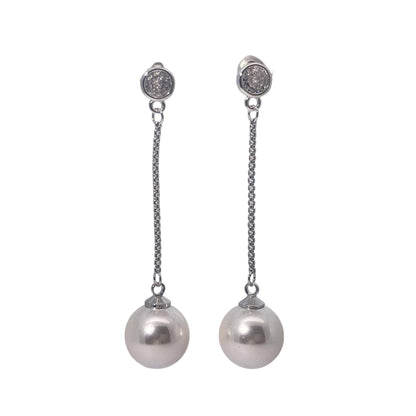 Warm Fortune 18K Gold Plated Pearl & Cubic Zirconia Drop Earrings for Women Hypoallergenic - Valentine's Day, Mother's Day, Birthday Gift for Her