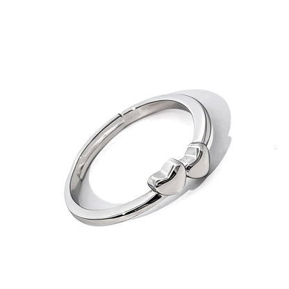 Warm Fortune Double Heart Promise Ring for Her - 18K Gold Plated Cubic Zirconia, Stackable Gift Valentine's Day, Fashion & Daily Elegant Wear, Adjustable