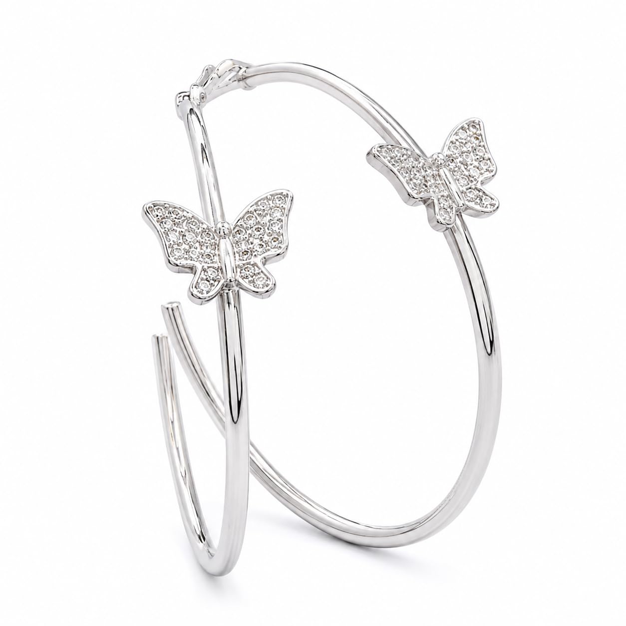 Warm Fortune 18K Gold Plated Butterfly Cubic Zirconia Hoop Earrings for Women Hypoallergenic - Valentine's Day, Mother's Day, Birthday Gift for Her