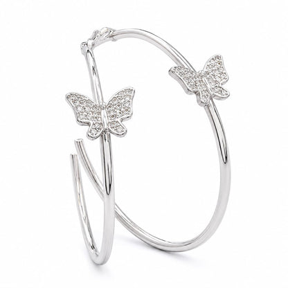 Warm Fortune 18K Gold Plated Butterfly Cubic Zirconia Hoop Earrings for Women Hypoallergenic - Valentine's Day, Mother's Day, Birthday Gift for Her