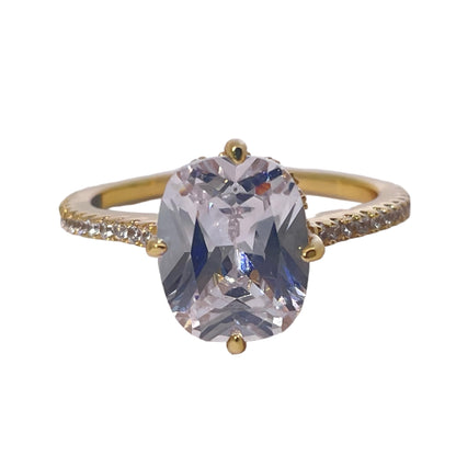 Warm Fortune Cubic Zirconia Engagement Ring for Women, 925 Sterling Silver with 18K Gold Plated Anniversary Ring, Gift for Her Promise Ring