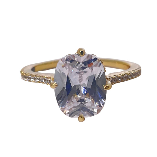 Warm Fortune Cubic Zirconia Engagement Ring for Women, 925 Sterling Silver with 18K Gold Plated Anniversary Ring, Gift for Her Promise Ring