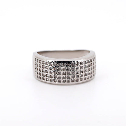 Warm Fortune Wide Band Stackable Ring for Women,18K Gold Plated Full Paved Cubic Zirconia Promise Daily Fashion Jewelry Gift, Size 7-9