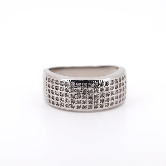 Warm Fortune Wide Band Stackable Ring for Women,18K Gold Plated Full Paved Cubic Zirconia Promise Daily Fashion Jewelry Gift, Size 7-9