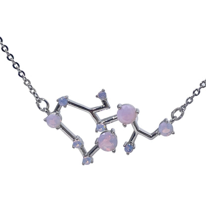 Warm Fortune Zodiac Pendant Necklace for Women,Cubic Zirconia,18K Gold Plated Sterling Silver, 18 inch + 2inch Chain