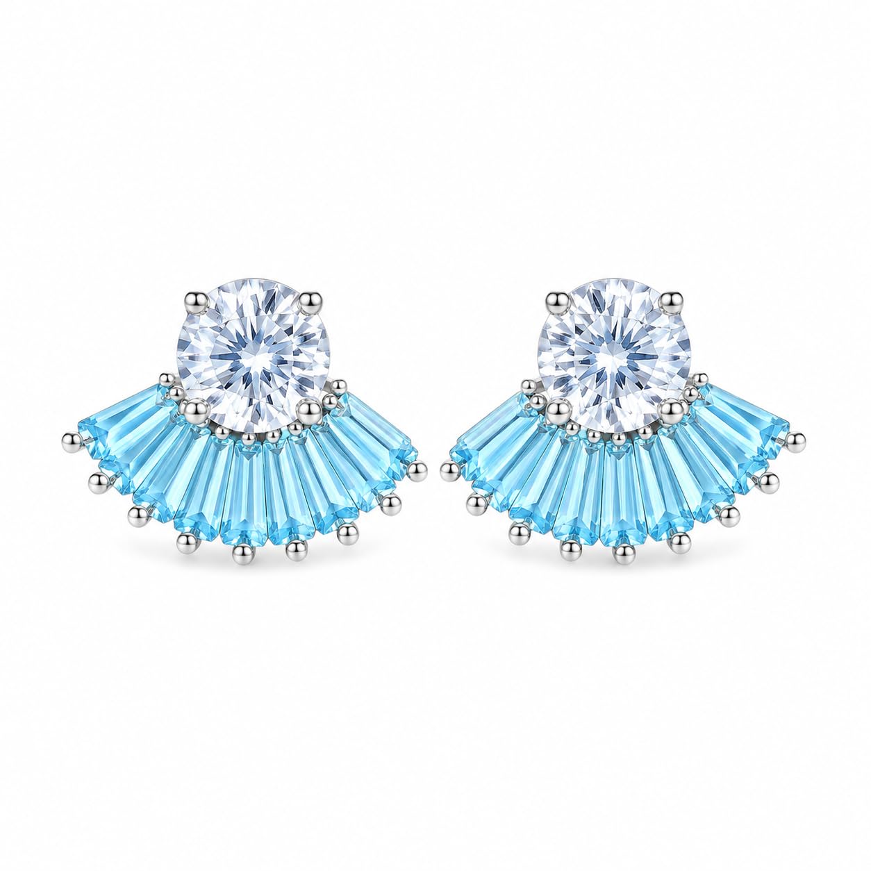 Warm Fortune 18K White Gold Plated CZ Cross Stud Earrings for Women