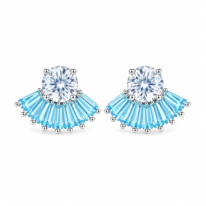 Warm Fortune 18K White Gold Plated CZ Cross Stud Earrings for Women