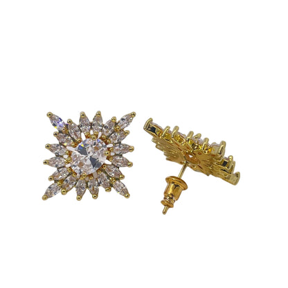 Warm Fortune Cubic Zirconia Stud Earrings for Women, Gold Plated,Gift for Her,Hypoallergenic