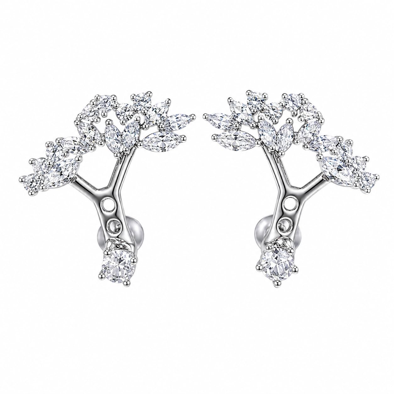 Warm Fortune 18K Gold Plated Tree Branch Mixed Cut Cubic Zirconia Dangle Earrings for Women Hypoallergenic - Valentine's Day, Mother's Day, Birthday Gift for Her