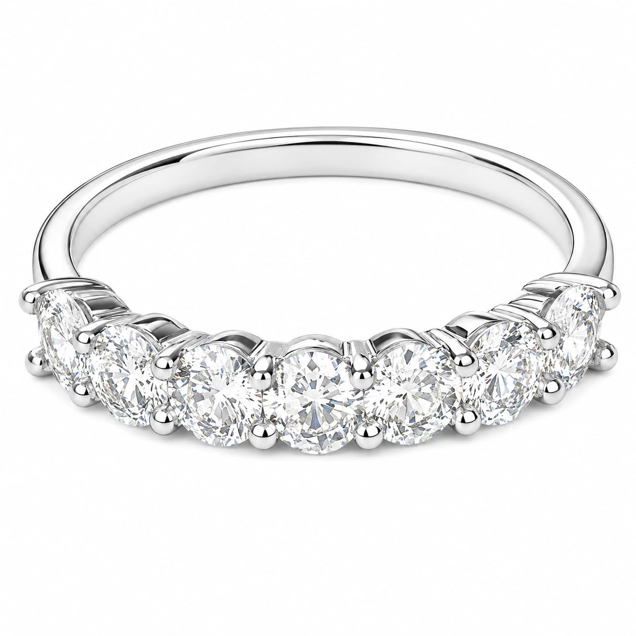 Warm Fortune Half Eternity Cubic Zirconia Band for Women, 18K Gold Plated Stackable Wedding Band Ring, Elegant Jewelry Gift for Anniversary Valentine Birthday