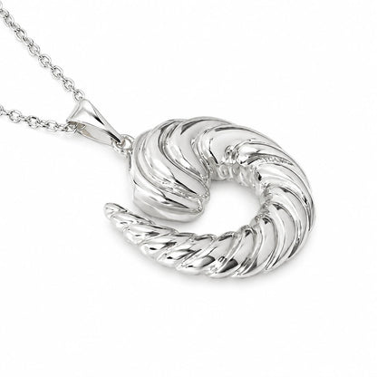 Warm Fortune 18K White Gold Plated Twisted Crescent Pendant Necklace