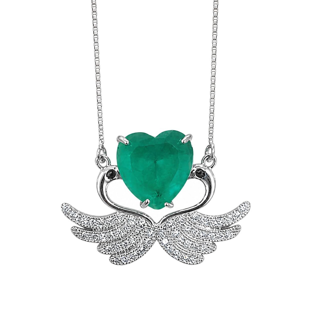Warm Fortune Green Swan Heart Pendant Necklace for Women: 18K Gold Plated, Adjustable Chain (18"+2") with Sparkling CZ | A Dazzling Statement for Glamorous Events