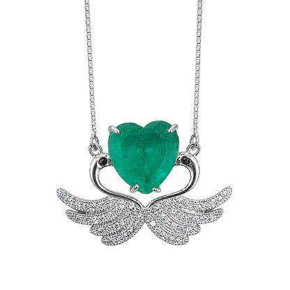 Warm Fortune Green Swan Heart Pendant Necklace for Women: 18K Gold Plated, Adjustable Chain (18"+2") with Sparkling CZ | A Dazzling Statement for Glamorous Events