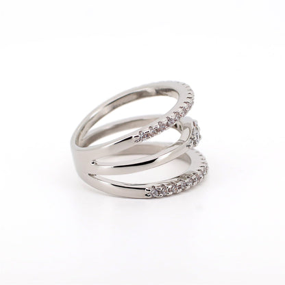 Warm Fortune Triple Wrap Pave Promise Ring for Her - 18K Gold Plated Cubic Zirconia, Stackable Gift Valentine's Day, Fashion & Daily Elegant Wear, Size 6-8