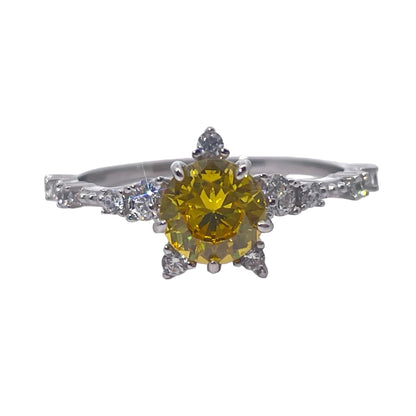 Warm Fortune Cubic Zirconia Engagement Ring for Women, 925 Sterling Silver with 18K White Gold Plated Anniversary Ring, Gift for Her Promise Ring