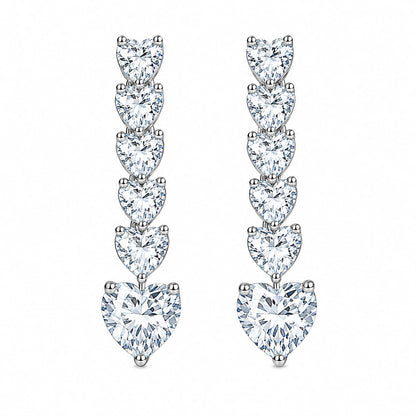 Warm Fortune 18K Gold Plated Graduated Heart Cubic Zirconia Drop Earrings for Women Hypoallergenic - Valentine's Day, Mother's Day, Birthday Gift for Her