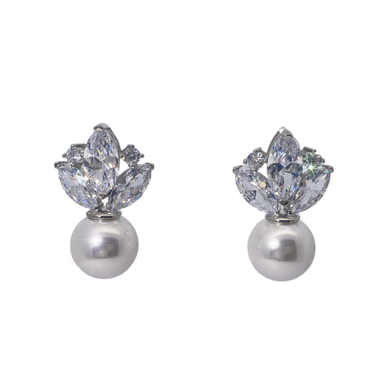 Warm Fortune 18K Gold Plated Round Pearl Stud Earrings for Women Hypoallergenic - Valentine's Day, Mother's Day, Birthday Gift for Her