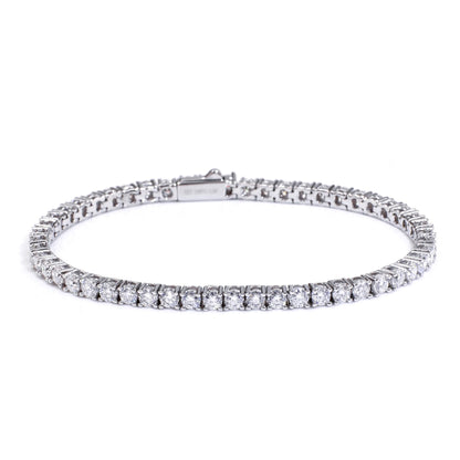 Warm Fortune Moissanite Diamond Tennis Bracelet for Women, 5.2-17ct Lab Created Diamond, 3/4/5mm DE VVS, 18K White Gold Plated , Gift for Her, Size 6.5/7 Inch