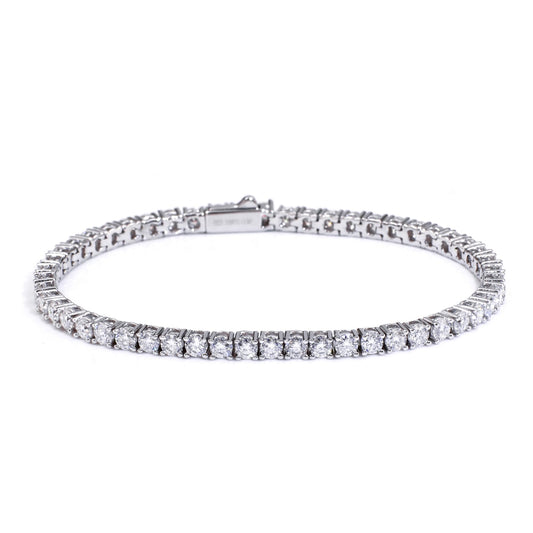 Warm Fortune Moissanite Diamond Tennis Bracelet for Women, 5.2-17ct Lab Created Diamond, 3/4/5mm DE VVS, 18K White Gold Plated , Gift for Her, Size 6.5/7 Inch