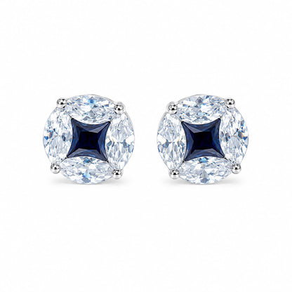 Warm Fortune 18K White Gold Plated Cushion Cut CZ Stud Earrings