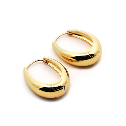 Warm Fortune 18K Heavy Gold Teardrop Hoop Earrings for Women, 0.075μm Luxury Plating, Hypoallergenic
