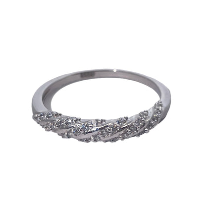 Warm Fortune Cubic Zirconia Band Style Ring for Women, 925 Sterling Silver with 18K Gold Plated Anniversary Ring, Gift for Her Promise Ring