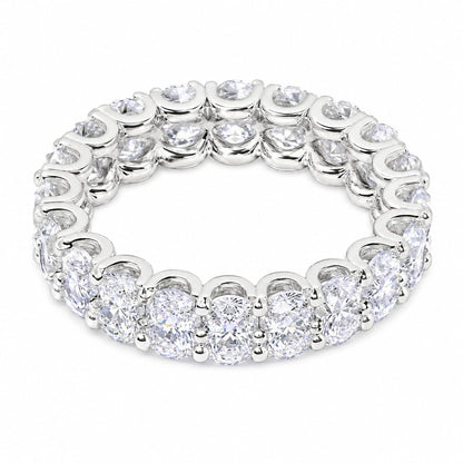 Warm Fortune Full Circle Oval Cubic Zirconia Eternity Style Statement Ring for Women, 18K White Gold Plated Continuous Paved Stackable Fashion Jewelry, Size 6-8