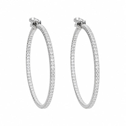 Warm Fortune 18K Gold Plated Large Full Pave Cubic Zirconia Hoop Earrings for Women Hypoallergenic - Valentine's Day, Mother's Day, Birthday Gift for Her