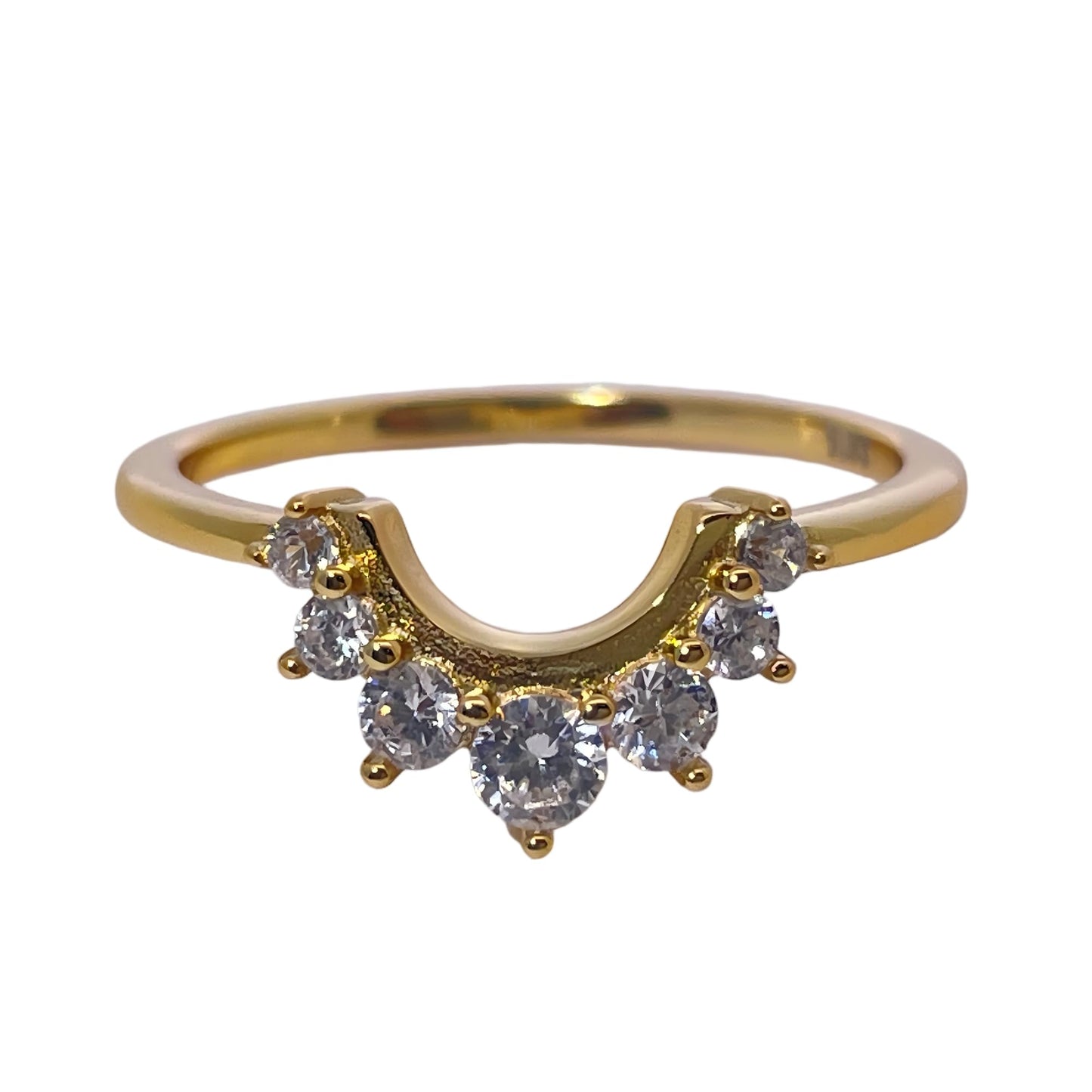 Warm Fortune Cubic Zirconia Band Style Ring for Women, 925 Sterling Silver with 18K Gold Plated Anniversary Ring, Gift for Her Promise Ring