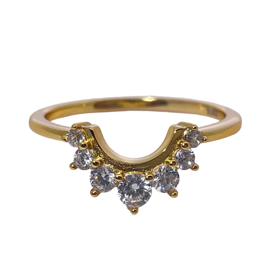 Warm Fortune Cubic Zirconia Band Style Ring for Women, 925 Sterling Silver with 18K Gold Plated Anniversary Ring, Gift for Her Promise Ring